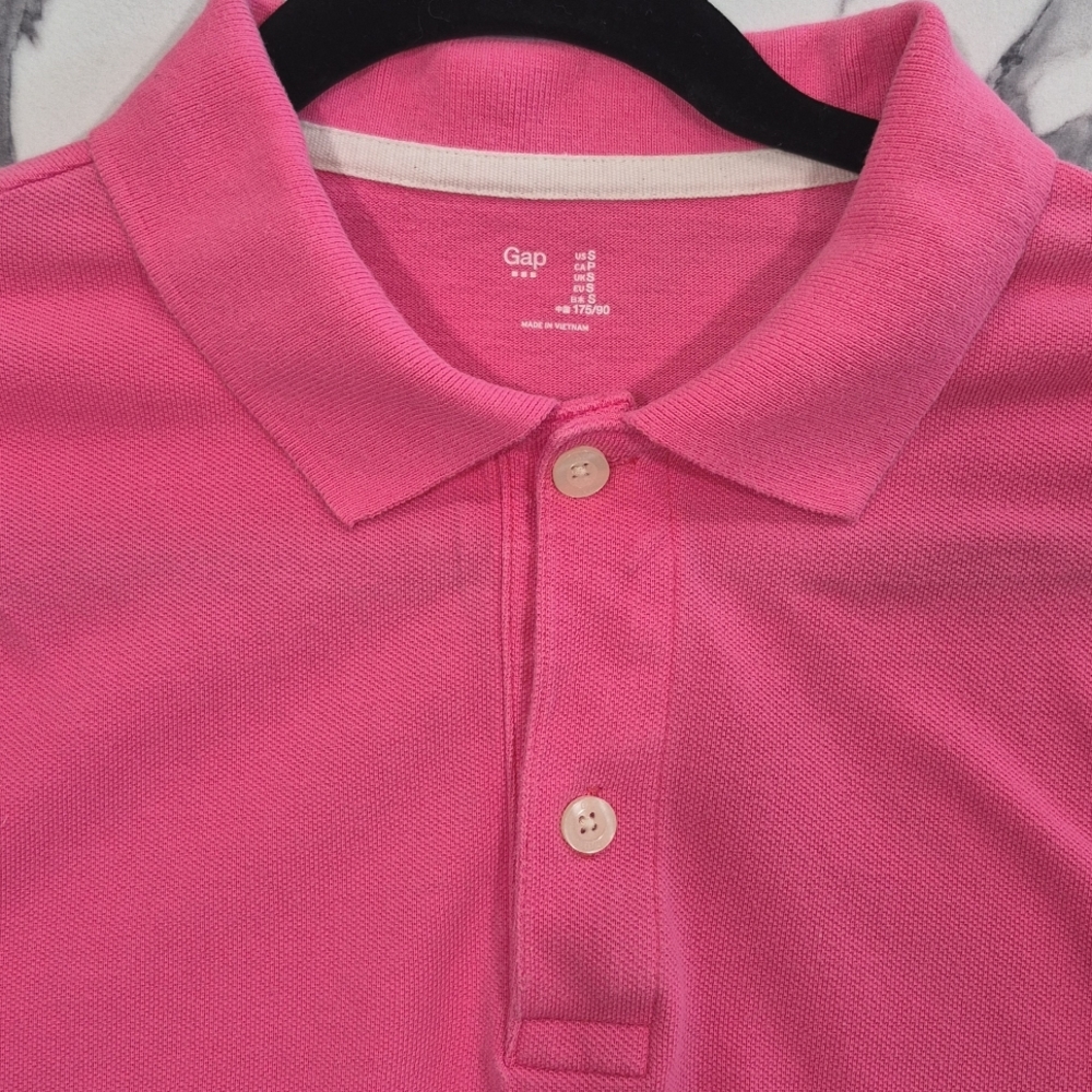 GAP Pique Polo Shirt, Mens Small, Pink